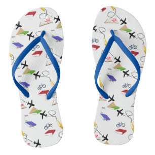 Vliegtuigfiets Rood Geel Blauw Wit Reizen Teenslippers