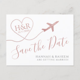 Vliegtuighartroze bestemming Weduwsdatum Aankondigingskaart