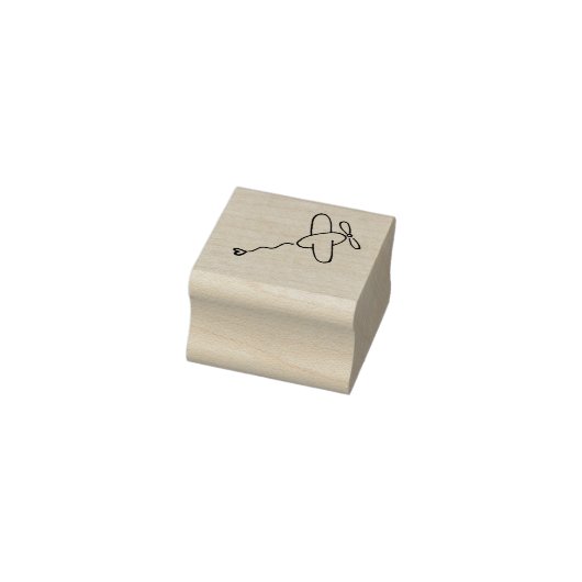 Vliegtuigje met hart rubberstempel (Stempel)
