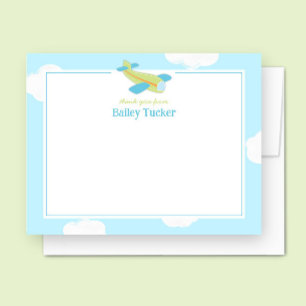  vliegtuigjongen Baby shower briefpapier Notitiekaartje