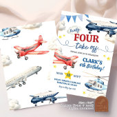 Vliegtuigjongen vierde verjaardag kaart