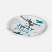 Vliegtuigluchtvaart elke leeftijd verjaardagsfeest papieren bordje (Gekanteld)