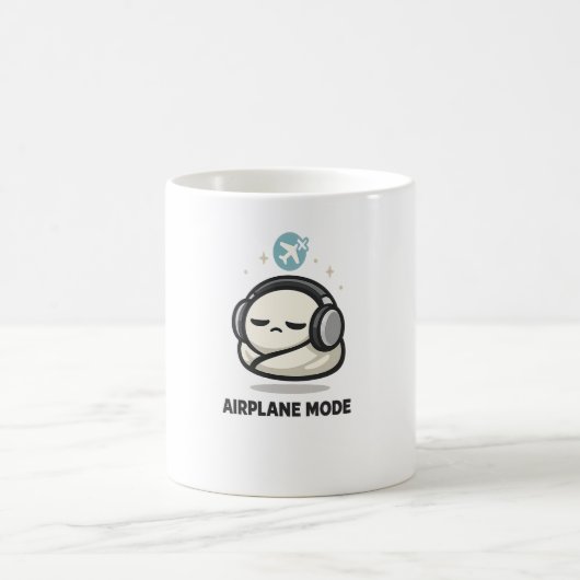 Vliegtuigmodus Aan - Schattig Vermoeid Karakter Ho Koffiemok (Center)