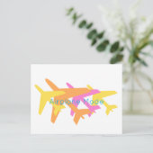 Vliegtuigmodus Oranje geel roze piloot reizen Briefkaart (Staand voorkant)