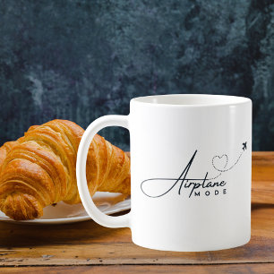 Vliegtuigmodus, Reizen, Minimalistisch Schrift, Lu Koffiemok