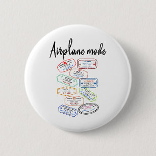 Vliegtuigmodus Vakantie Paspoort Stempel Reizen Re Ronde Button 5,7 Cm