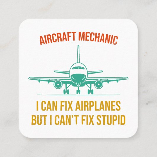 Vliegtuigmonteur ik kan vliegtuigen repareren, maa vierkante visitekaartje (Achterkant)