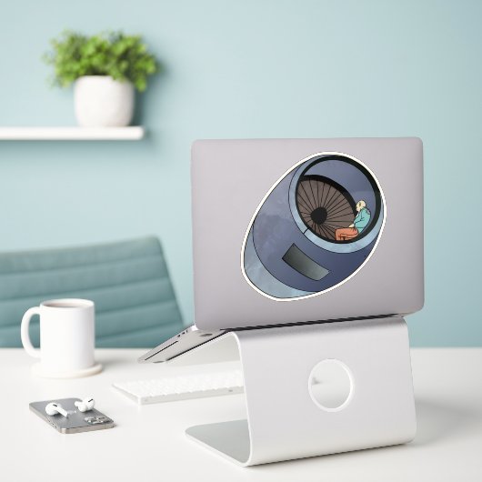 vliegtuigmotordutje sticker (Laptop op bureau)