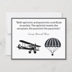 Vliegtuigparachute citaat George Bernard Shaw Briefkaart
