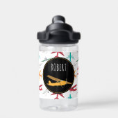 Vliegtuigpatroon aangepaste naam waterfles (Achterkant)