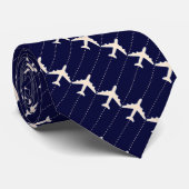 Vliegtuigpatroon blauw stropdas (Opgerold)
