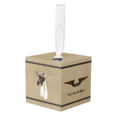 Vliegtuigpiloot op oud papier kubus ornament (Voorkant hoekig)