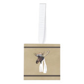 Vliegtuigpiloot op oud papier kubus ornament (Voorkant)