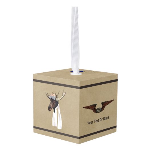 Vliegtuigpiloot op oud papier kubus ornament (Achter hoekig)