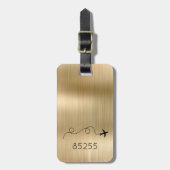 Vliegtuigreis Postcode Adventure Flight Metallic Bagagelabel (Voorkant verticaal)