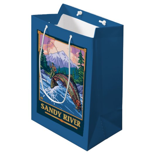 Vliegtuigscène - Sandy River, Oregon Medium Cadeauzakje (Voorkant Gekanteld)
