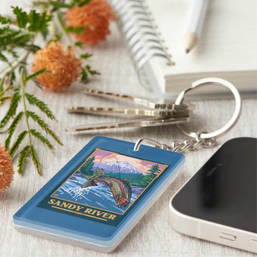 Vliegtuigscène - Sandy River, Oregon Sleutelhanger (Voorkant Rechts)