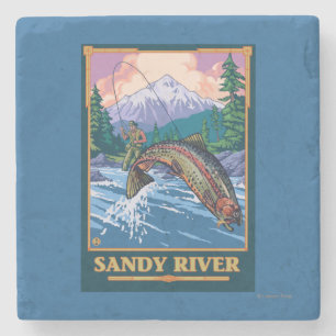 Vliegtuigscène - Sandy River, Oregon Stenen Onderzetter