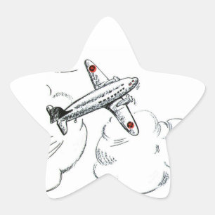 vliegtuigtekening Steun luchtvaartpartij Ster Sticker