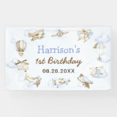 Vliegtuigthema 1 van de Cute Boy-partij Spandoek (Horizontaal)