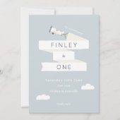  vliegtuigthema 1e verjaardag Gingham Kaart (Voorkant)