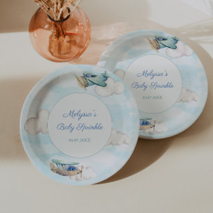 Vliegtuigthema Baby shower voor paddestoel Papieren Bordje