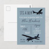 Vliegtuiguitnodiging voor Baby shower Briefkaart (Voorkant / Achterkant)