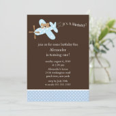 Vliegtuiguitnodiging voor Blue Airplane Boy Kaart (Staand voorkant)