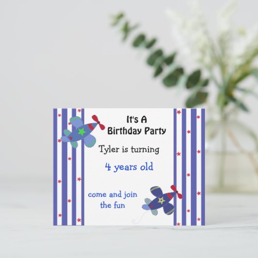 Vliegtuiguitnodiging voor sterren en Stripes Kaart (Staand voorkant)