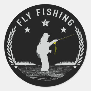 Vliegtuigvisserij op bruine forel ronde sticker