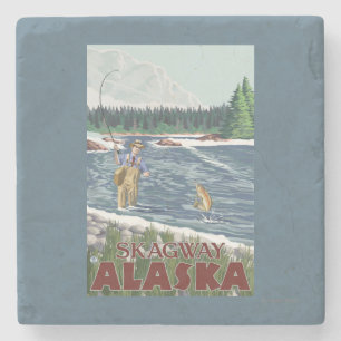 Vliegtuigvissers - Skagway, Alaska Stenen Onderzetter