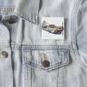 Vliegtuigvleugelvliegtuigen WW2 Vuurvlakkins Vierkante Button 5,1 Cm (In situ)