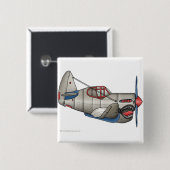 Vliegtuigvleugelvliegtuigen WW2 Vuurvlakkins Vierkante Button 5,1 Cm (Voorkant /achterkant)