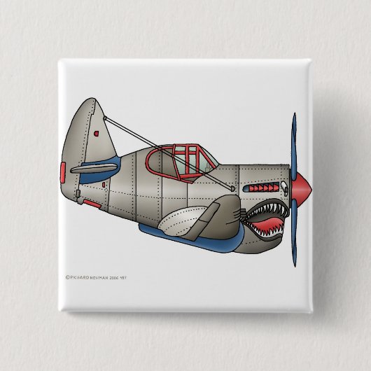 Vliegtuigvleugelvliegtuigen WW2 Vuurvlakkins Vierkante Button 5,1 Cm (Voorkant)