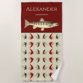 Vliegtuigvliegen Rustic Salmon Beach Towel Strandlaken (Voorkant)
