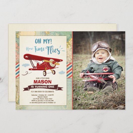 Vliegtuigvlieger Vliegtuigjongen Kaart (Voorkant / Achterkant)