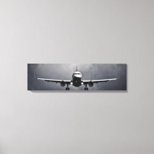 Vliegtuigvliegtuig met wolken panoramisch canvas (Voorkant)