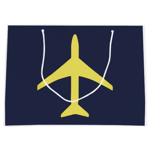 Vliegtuigvlucht met minimalistisch vliegtuig groot cadeauzakje (Voorkant)