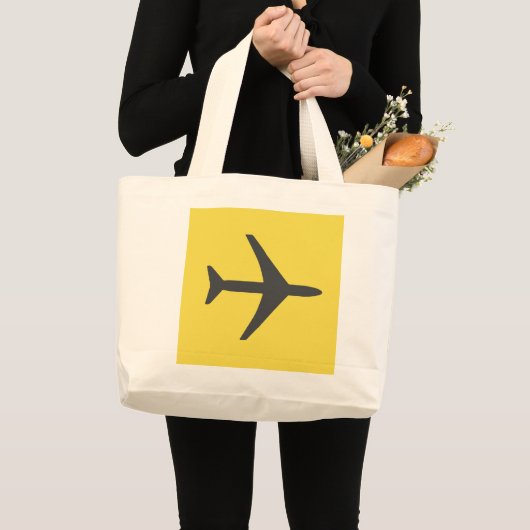 Vliegtuigvlucht met minimalistisch vliegtuig grote tote bag (Voorkant (product))