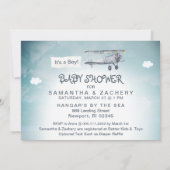 *~* Vliegtuigwolken Banner Baby Boy Shower Kaart (Achterkant)