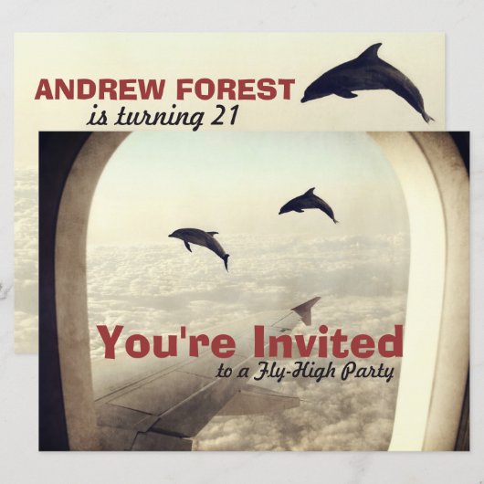 Vlieguitnodiging voor hoogopgeleide feestdag kaart (Voorkant / Achterkant)