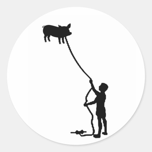 vliegvarken ronde sticker (Voorkant)