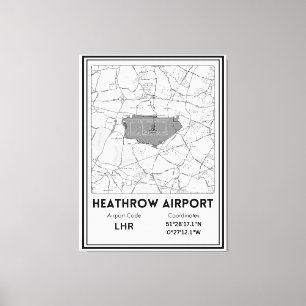 Vliegveld Heathrow Stadsplattegrond Canvas Afdruk