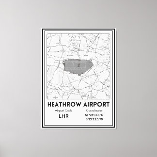 Vliegveld Heathrow Stadsplattegrond Canvas Afdruk