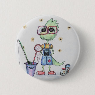 Vliegverbod op Dinosaur-Button Ronde Button 5,7 Cm