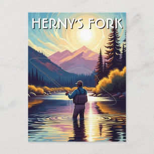 Vliegvissen in Henry's Fork Idaho Ansichtkaart Briefkaart