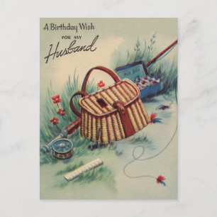vliegvissen   Man Verjaardag Vintage Briefkaart