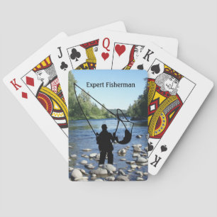 Vliegvissen met visser in stroom Personaliseer Pokerkaarten