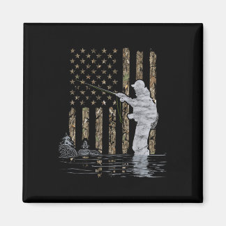 Vliegvissen Visser Amerikaanse Vlag Camouflage Vli Magneet
