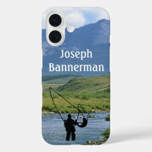Vliegvissen - Visser in de beek Personaliseren iPhone 16 Hoesje